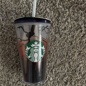 Starbucks Black and Orange Tumbler with Straw